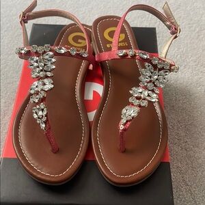 G by Guess Red Rhinestone Sandals size 9.5